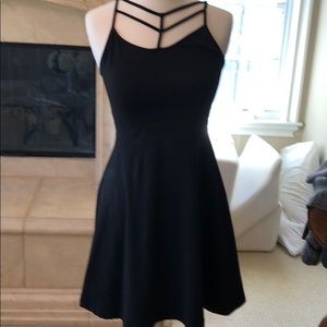 Express black stretch skater dress